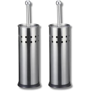 Imagem de Escova Inox Vaso Sanitário Limpeza Privada Escovinha Banheiro Com Suporte Inox 34cm