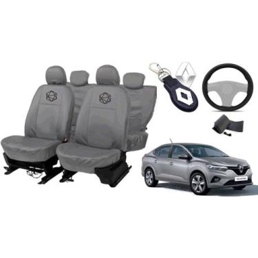 Imagem de Kit capa couro Logan + proteção + volante + chaveiro - ferro tech br