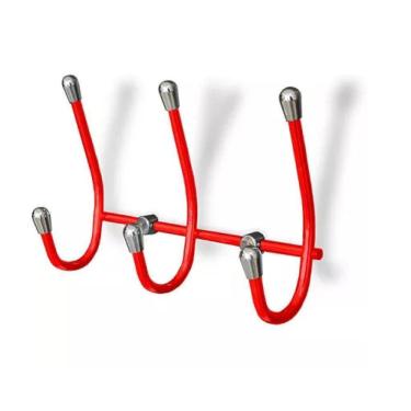 Imagem de Cabide Triplo Vermelho Para Fixacao 180X130X65Mm Jomer