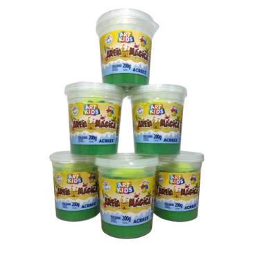 Imagem de Kit 6 Potes Areia Magica Cor Verde 200g Acrilex Art Kids