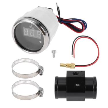 Imagem de A ABSOPRO Kit universal de medidor de temperatura da água digital de 1,4 polegadas com adaptador de sensor de radiador de tubo de junta preta 100-300F - Visor LED automotivo DC 12V