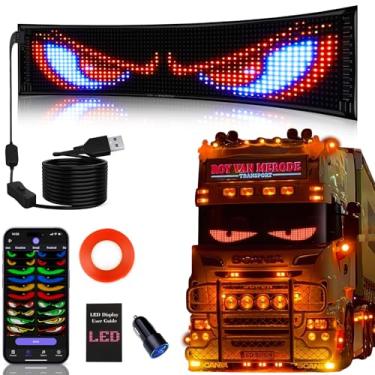 Imagem de VDIKKS Sincronize a luz de olhos do diabo para caminhão, tela de LED flexível para janela de carro de 59 x 11 cm, lâmpada de olho colorida dinâmica, olhos de LED programáveis para para-brisa de