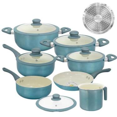 Imagem de Panelas Indução Cerâmica Genebra Plus 7 Peças - Casambiente, Azul, 7