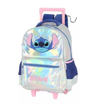 Imagem de Mochila Rodinhas Stitch Holográfica Infantil Escolar Luxcel