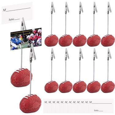 Imagem de Framendino, Pacote com 12 clipes de resina, base de futebol, clipe de memorando, bola esportiva, suporte de cartão com clipes jacaré, menu, porta-mesas de fotos para decoração de festa
