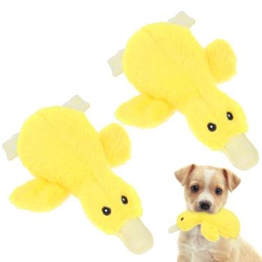 Imagem de EXPAWLORER Brinquedo de pelúcia para cachorro de pato – brinquedos macios de pelúcia para cães pequenos, pato amarelo, melhor presente de aniversário, brinquedos de mastigar preenchidos interativos