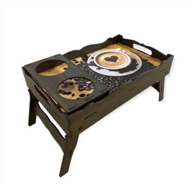 Imagem de Bandeja De Servir Café Da Manhã Mesa Cama Pés Dobrável Madeira Resistente Pintada Decorada