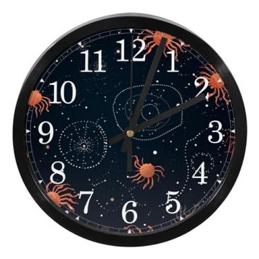 Imagem de LILINWAN Leos Constellation Relógios de parede de cabelo azul, silencioso, sem tique-taque, operado por bateria, relógio de quartzo moderno para escola, sala de aula, escritório, quarto, decoração de