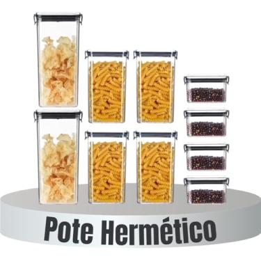 Imagem de Liz KO Kit 10 Organizador Potes Herméticos com Trava Tampa Empilhável para Gavetas Armarios Dispensa Cozinha