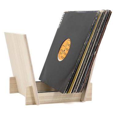 Imagem de M MUSIC PUBLIC KINGDOM Suporte de disco de vinil MPK DIY para armazenamento de discos de vinil de madeira comporta até 45 discos LP para montagem fácil de montar álbum, organizador de discos