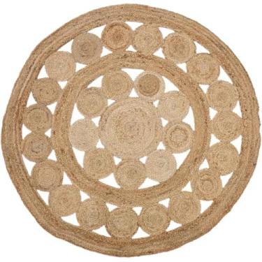 Imagem de NAMASTE VINTAGE Tapete de juta redondo trançado à mão indiano (7,5 x 7,5 m)