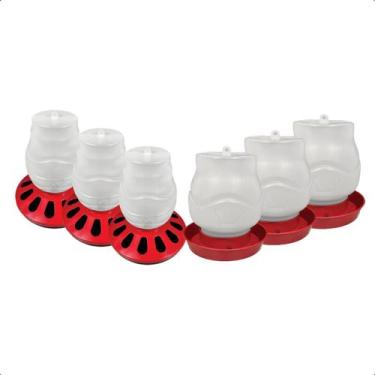 Imagem de Kit 3 Comedouro 7,5L Aves 12 furos e 3 Bebedouro Rosca 1,25L - AVIPET