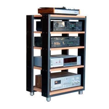 Imagem de Serena Estantes Rack Para 5 Aparelhos de Som Preto MDF Preto 25mm / Cumaru 18mm MORY
