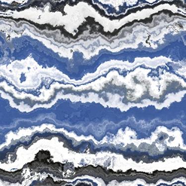 Imagem de Papel De Parede 12m Adesivo Lavável Mármore Azul E Branco