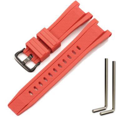 Imagem de MCXGL Pulseira de relógio de substituição compatível com Gshock para Casio GST-210 GST-W110 GST-W100 GST-S110 GST-S100 GST-B100 GST-S300, Fivela preta vermelha, 26mm, Cinto de malha masculino