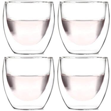 Imagem de Amlong Crystal Copo de shot de vidro de parede dupla, copos de café expresso 85 g, conjunto de 4 com caixa de presente