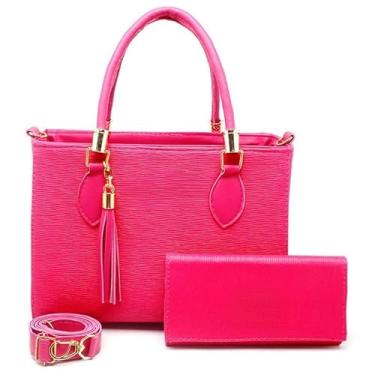 Imagem de Kit bolsa + carteira Tradicional Moderna Transversal Feminina (PINK,M)