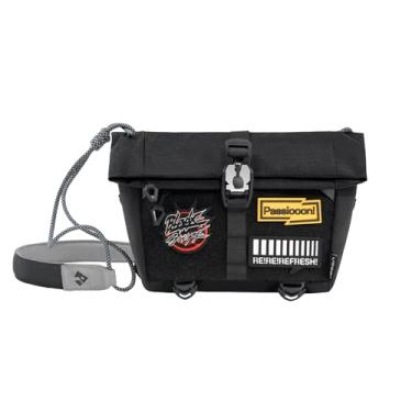 Imagem de VSGO Bolsa tiracolo masculina para câmera 3L, bolsa tiracolo para fotografia tecnológica com tecido impermeável, pontos de fixação modulares, bolso oculto, área de remendo, cordão ajustável para