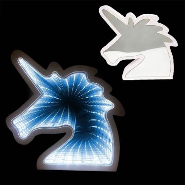 Imagem de Luminaria 3d Infinito Espelho Led Unicornio Luz Azul