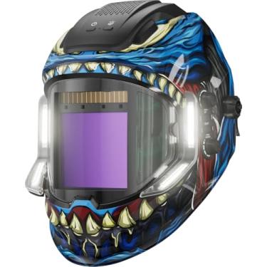 Imagem de ANDELI Capacete De Soldagem Com 4 Luzes Led, Tela Panorâmica Grande 3,94" X 3,74", Escurecimento Automático Em Cores Reais, Sensor Arco 4/5-9/9-13, Carregamento Tipo C Monerdb-Led-Pro