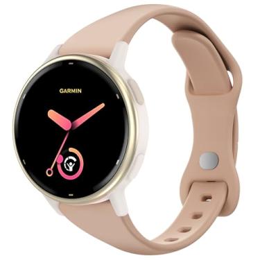 Imagem de Laband Pulseira de relógio fina de silicone de 20 mm compatível com Garmin Vivoactive 6/5/3/3 Music/Forerunner 570 42 mm/165/55/645/245, pulseira de substituição esportiva estreita fina e macia para