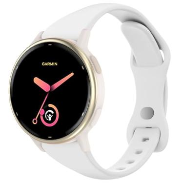 Imagem de Laband Pulseira de relógio fina de silicone de 20 mm compatível com Garmin Vivoactive 6/5/3/3 Music/Forerunner 570 42 mm/165/55/645/245, pulseira de substituição esportiva estreita fina e macia para