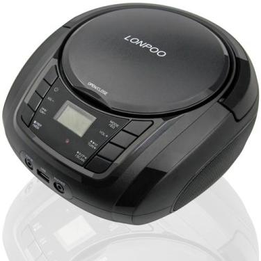 Imagem de Leitor de CD portátil Boombox LONPOO Rádio FM USB Bluetooth