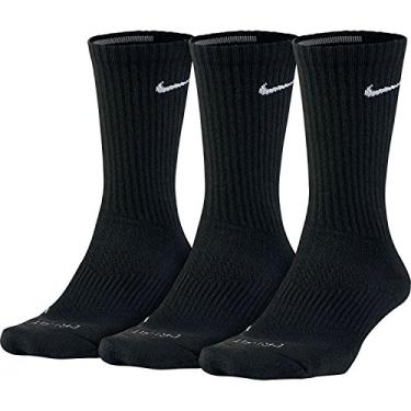 Imagem de Meias femininas Nike Dri-Fit acolchoadas, pacote com 3, Black/White, MD (Women's Shoe 6-10)
