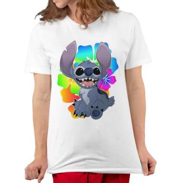 Imagem de Camiseta Unissex Branca Stitch Poliéster Adulto e Infantil - Hot Cloud