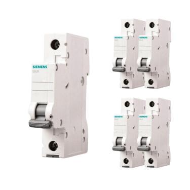 Imagem de Kit 5 Disjuntor Interruptor Unipolar 1P Curva B 32A Siemens