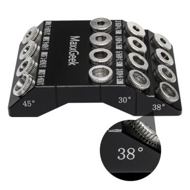 Imagem de MaxxGeek Guia de perfuração para furos retos e angulados de 90 graus 30, 38, 45, 90 graus, adicionado, guia de broca portátil de 38 graus para corrimão de escada de deck e poste de madeira de cabo