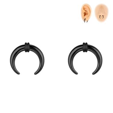Imagem de 6ixGosh 00G-16G Pincher de septo, anéis de septo de aço inoxidável, piercings de septo, formato C, expansor de orelha para alongamento perfurado, preto/prata/dourado, Aço inoxidável, Sem pedras