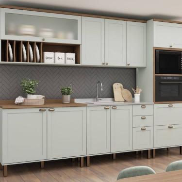 Imagem de Cozinha Completa 5 Módulos Iluminata Verde Mint/Ébano