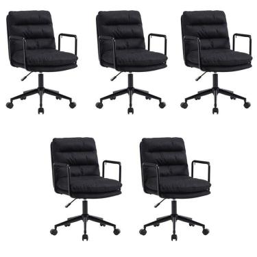Imagem de Kit com 5 Cadeiras para Escritório Arizona Courino Aveludado Preto