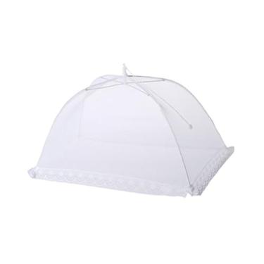 Imagem de ＫＬＫＣＭＳ Cobertura de malha -up para alimentos, cúpula de bolo, prática e elegante, cobertura para prato, tela guarda-chuva branca, tenda para churrasco,