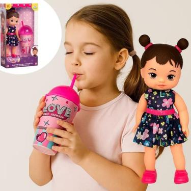Imagem de Brinquedo Boneca Para Meninas Suquinho Com Copo Presente - Anjo brinqu