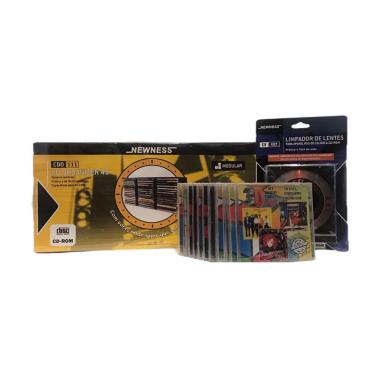 Imagem de Porta cd + 09 cds rock coletâneas + limpa lente kit