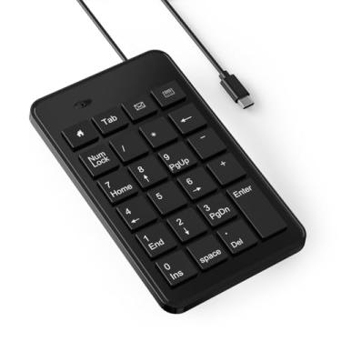 Imagem de CBUS Teclado numérico USB-C com fio para laptop, teclado numérico de 23 teclas com aba, casa, e-mail e teclas de calculadora, cabo de 1,5 m, design pequeno e leve