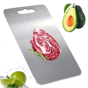 Imagem de Newfs Tábua de corte de titânio - Tábuas de corte de titânio 100% puro para cozinha - Higiene e durabilidade de ponta, tábua de corte para cozinha doméstica (30 cm C x 23 cm L)