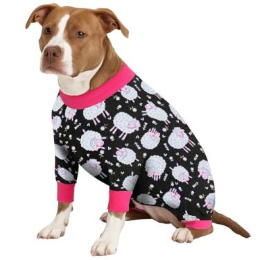 Imagem de LovinPet Macacão Para Cachorro Xl – Macacão Calmante Para Cachorro, Macacão Leve, Estampa De Ovelha Preta, Pijama Grande Para Cachorro, Pulôver De Manga Comprida Para Cães/Xg