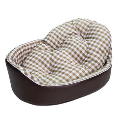 Imagem de CAMA PET CAMA PARA CACHORRO e GATO CAMINHA LAVÁVEL REDONDA BINNOPET DUBAI XADREZ BEGE(P)