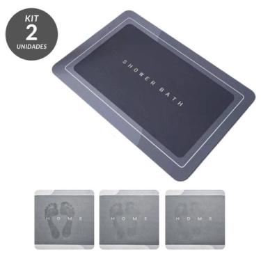 Imagem de Kit 2 Tapete Mágico Antiderrapante Para Banheiro Super Absorvente Geom