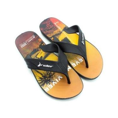 Imagem de Chinelo Masculino Rider Way AD - Preto e Laranja-Masculino