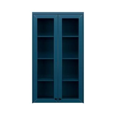 Imagem de Cristaleira de Vidro Herval Viana, Azul Orion, 2 Portas, Mdf