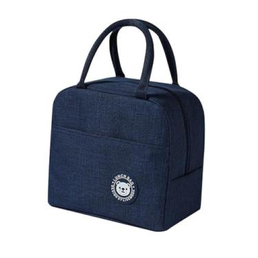 Imagem de Bolsa Térmica 4L Impermeável Necessaire Lancheira Escola Marmita Academia Trabalho Praia e Camping - Quente e Frio (Azul)