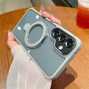 Imagem de Capa de celular luxuosa com suporte magnético de metal para Samsung S25 S24 Ultra S23 Plus A55 A54 A35 A34 A25 A15 A13 A12 A05, cinza, para Galaxy S23 Ultra