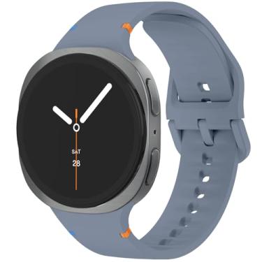 Imagem de Pulseiras esportivas de silicone sem lacunas de 40 mm, 44 mm e 46 mm, sem lacunas, compatível com Samsung Galaxy Watch 8 e 8 Classic de 40 mm, 44 mm e 46 mm (azul cinza, M/G)