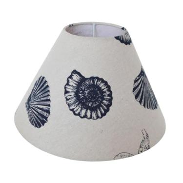 Imagem de Fenteer Abajur de tecido estilo barril E27, capa rústica, multiuso, estampado, abajur de linho, de tambor para cabeceira de casa, Conchas