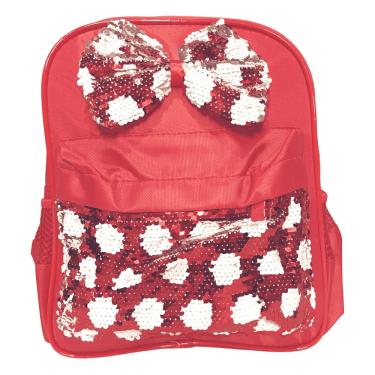 Imagem de Mochila Infantil Poá Com Laço De Lantejoulas Magicas