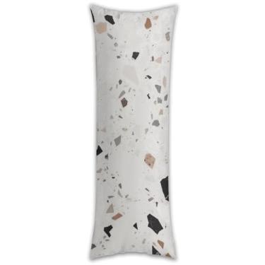 Imagem de Capa de travesseiro de corpo Terrazzo branca ultra macia respirável longa fronha 137.2 cm x 50.8 cm fronha decorativa com zíper oculto fronhas para sofá de quarto